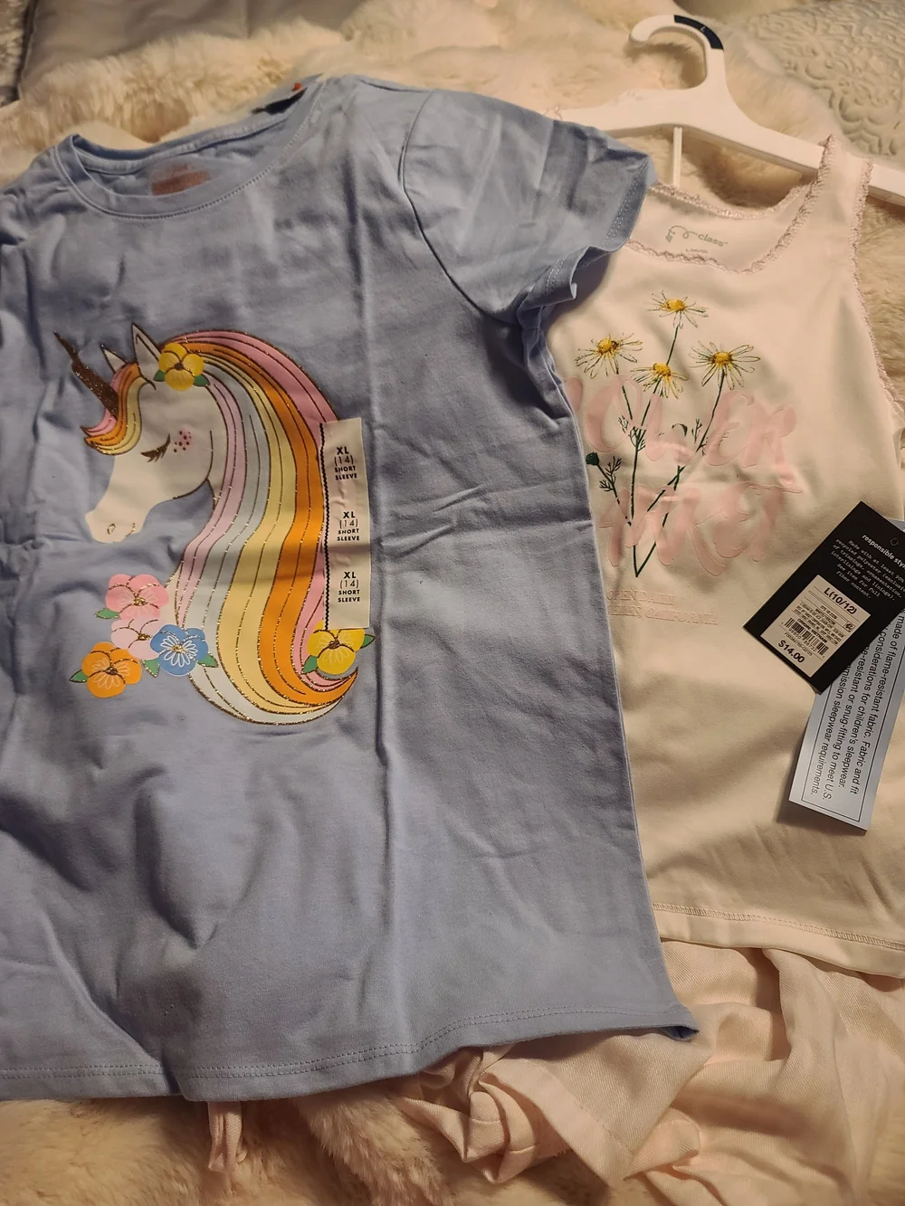 Girls Bundle Justice Barrel Leg Cargo Pants, Shirt, Pajamas and Bag